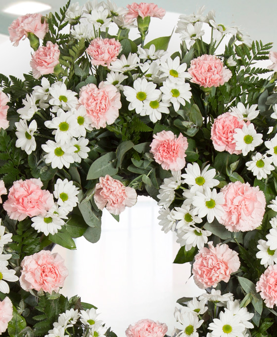 Corona Funeral Rosa a detalle